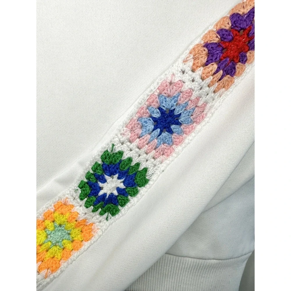 Rebellion Crochet Granny Square Sweatshirt S Cottagecore Craftcore Shabby Chic - Picture 6 of 9